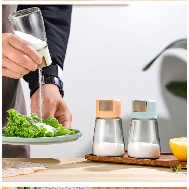 (HÀNG CÓ SẴN) Lọ đựng gia vị thủy tinh có nắp đậy dạng bấm định lượng gia vị