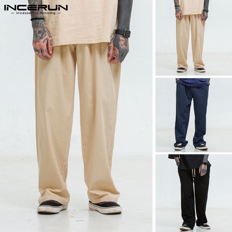 INCERUN Mens Casual Linen Oversize Vintage Yoga Pants | BigBuy360 - bigbuy360.vn