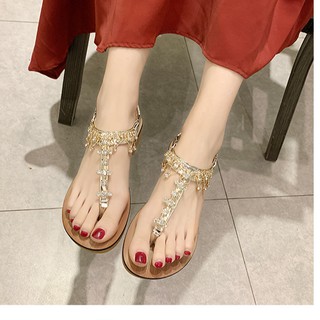 G41 sandal nữ thời trang hè thiết kế xỏ ngón đính đá xinh xắn phong cách mẫu mới