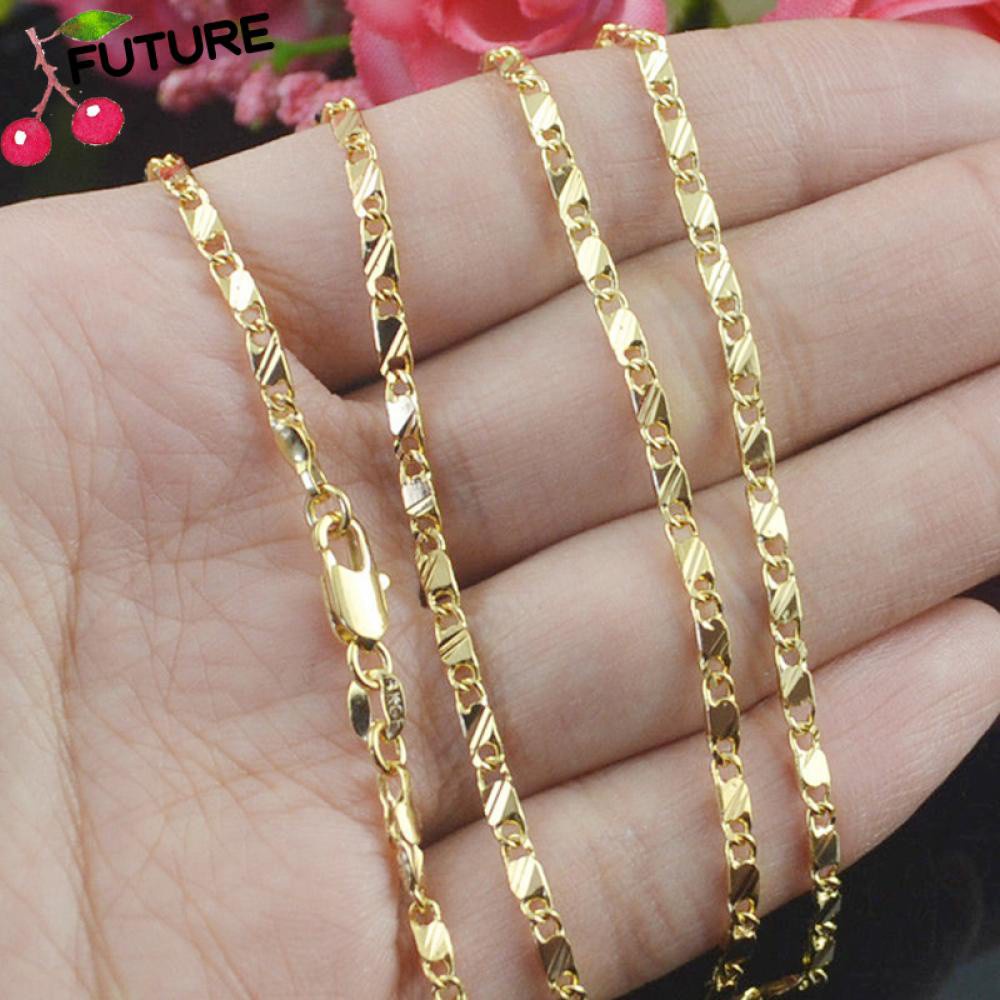 Thời Trang Tương Lai 18K Màu Vàng|Vòng cổ Thiết Kế Dây Xích 16-30 Inch Mẫu Mới Dành Cho Nam Và Nữ