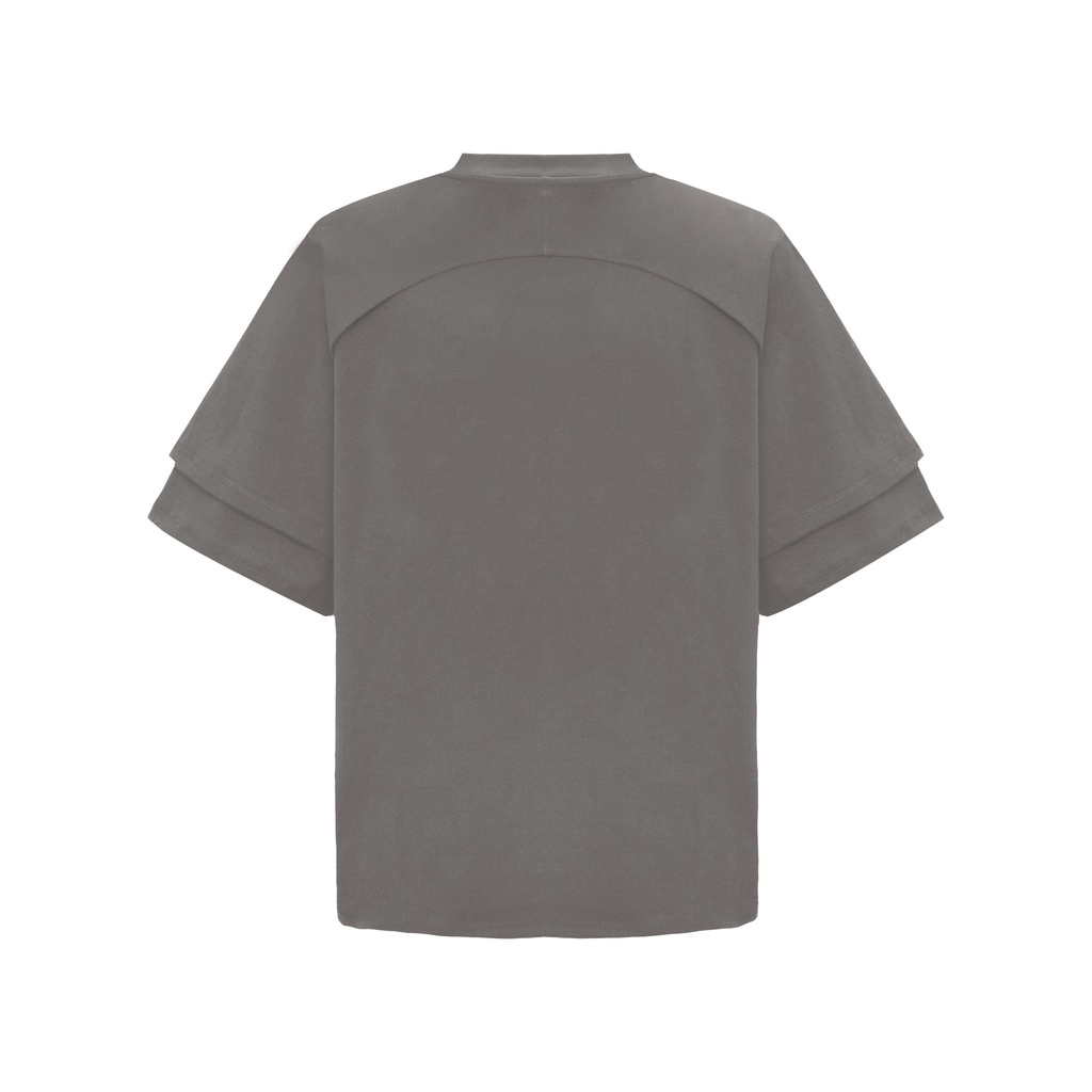 Áo thun màu xám đậm cotton tay ngắn phối 2 tay Dimoir