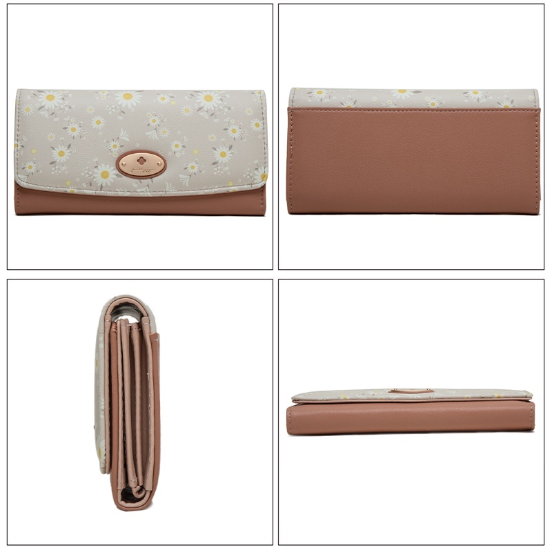 Ví Dài Đựng Thẻ/Tiền Xu Hoạ Tiết Hoa Dễ Thương Xinh Xắn Cho Nữ