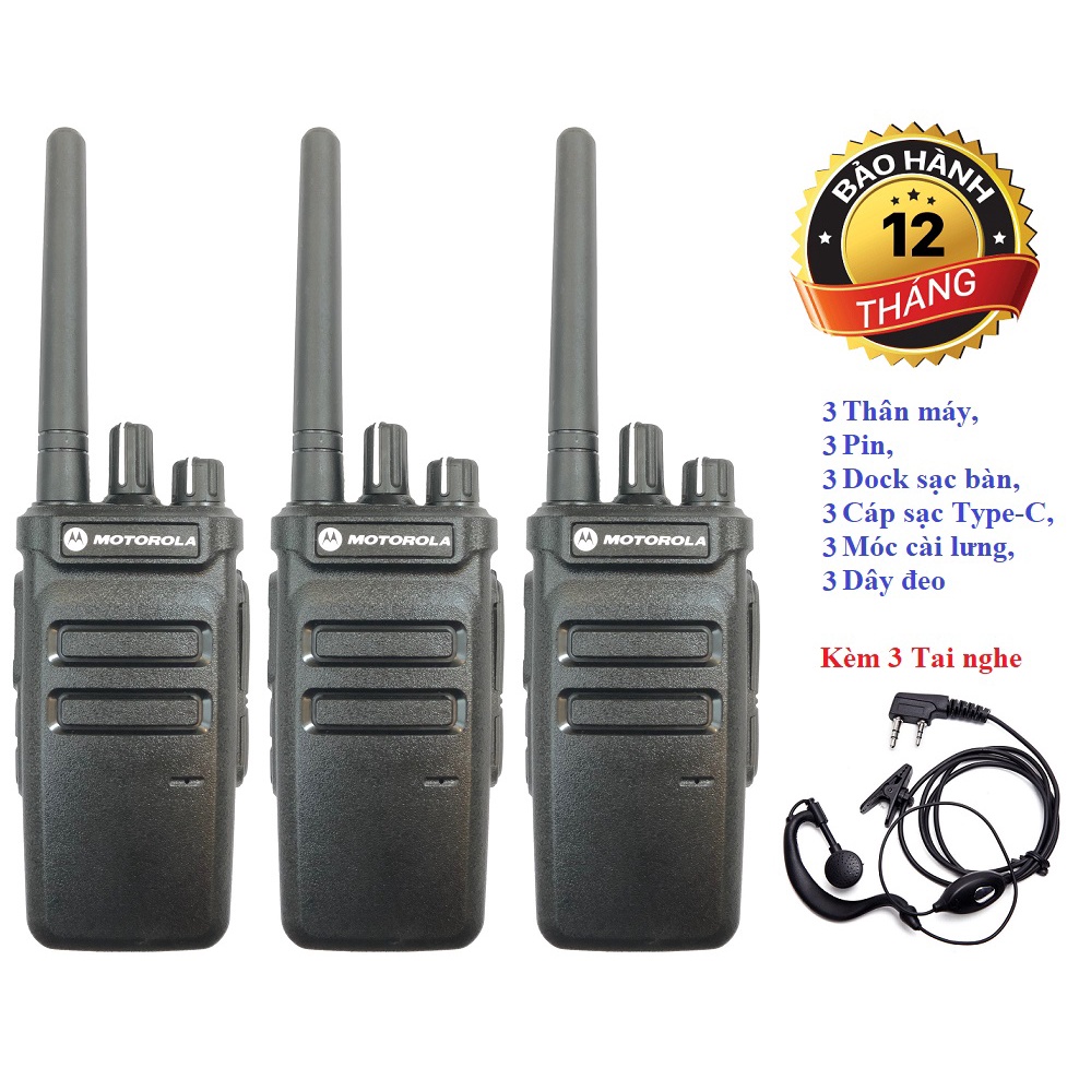 Bộ 3 Bộ đàm Motorola CP-2500(Bền bỉ, Loa siêu to, Âm thanh trong, Pin dùng 18h, Cự ly liên lạc xa)