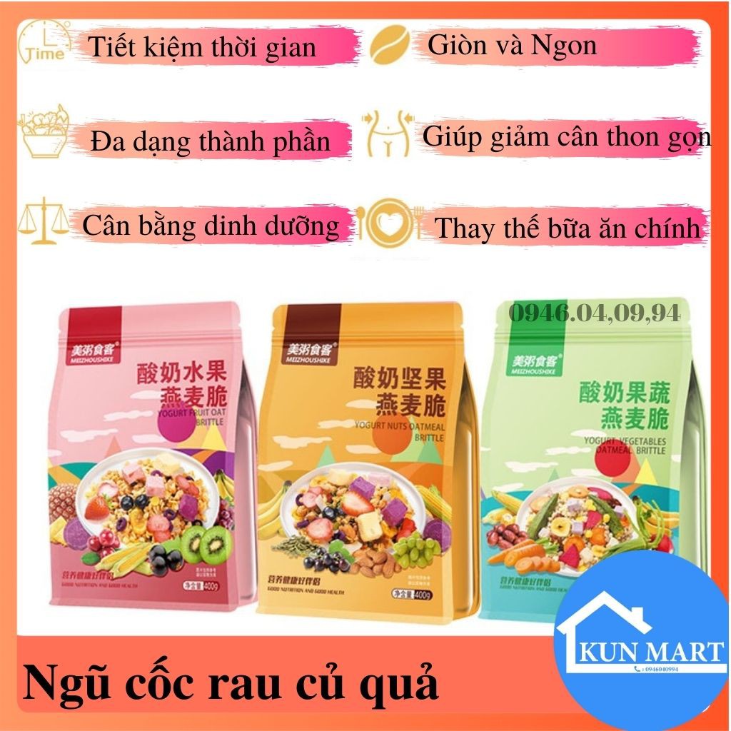 Ngũ cốc sữa chua ❤️FREESHIP❤️ Ngũ cốc rau củ qủa thơm ngon bổ dưỡng tốt cho sức khỏe gói 400g
