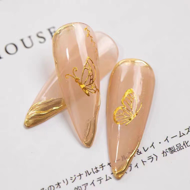 SUAKE nhãn dán Holographic laser bướm kim loại vàng/bạc trang trí móng nghệ thuật