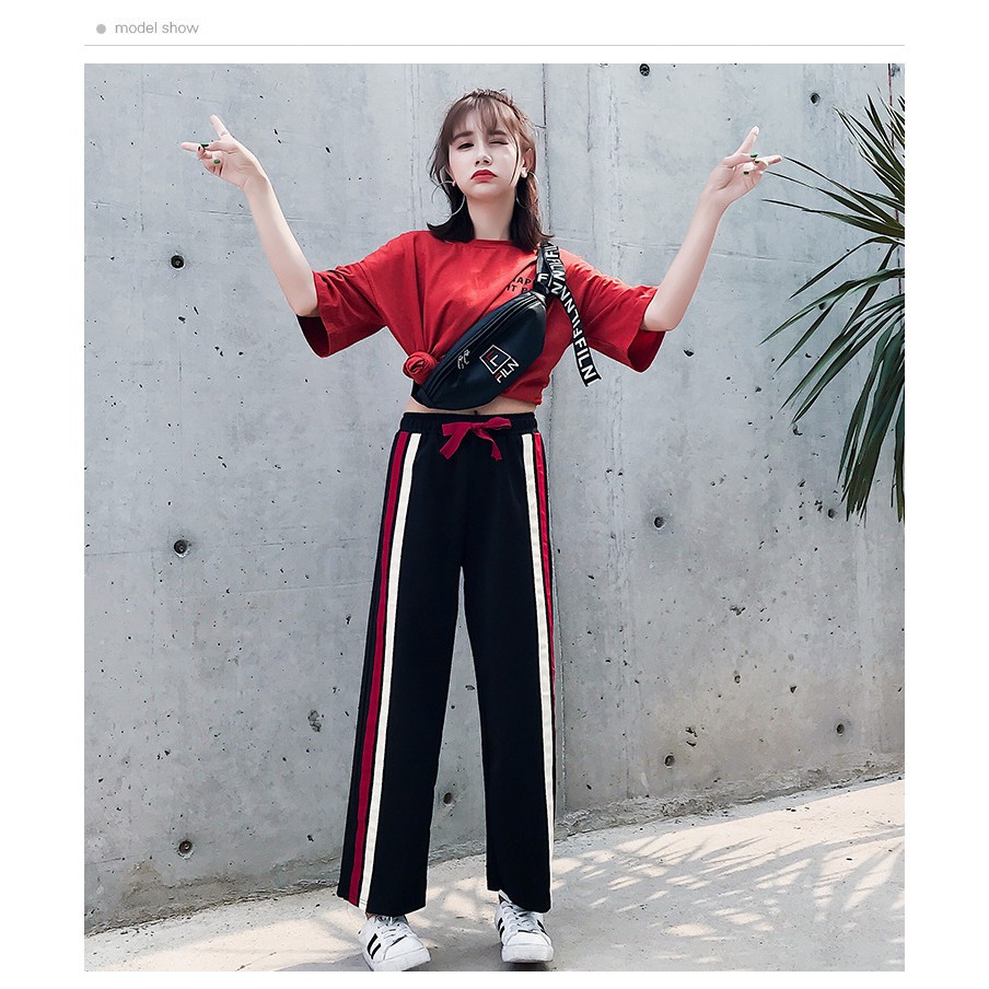 Quần thun dài lưng cao ống xẻ tà thời trang Hàn Quốc cho nữ | BigBuy360 - bigbuy360.vn