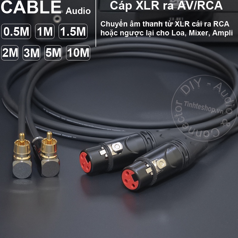 Cặp dây canon sang AV chuyển âm từ vang sang âm ly loa DIY 0.5 đến 5 mét - XLR female to RCA