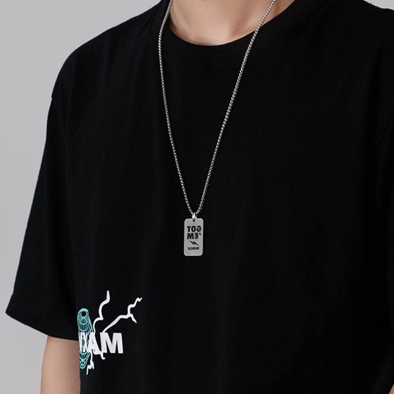 Vòng Cổ Thép Titan Mặt Thẻ Khắc Chữ Phong Cách Hip Hop