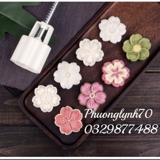 khuôn trung thu lò xo 50g HOA MAI,4 mặt 1 nhấn