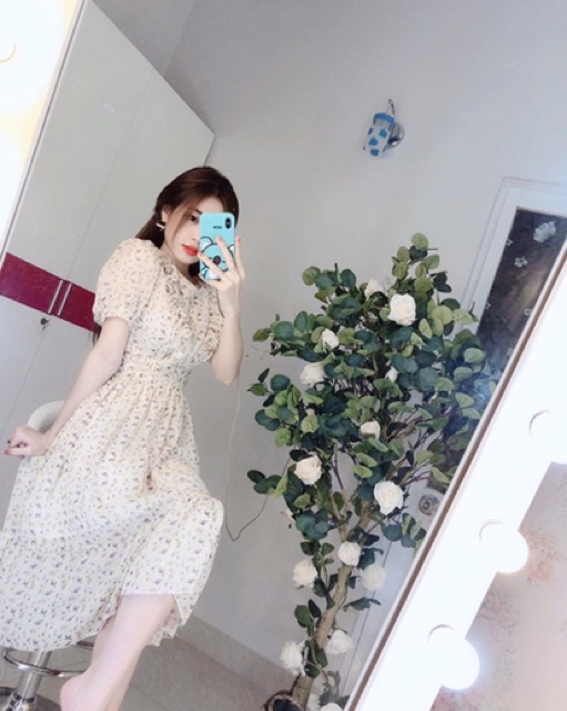 Đầm hoa nhí tay phồng bèo cánh tiên (hình thật+video) | BigBuy360 - bigbuy360.vn