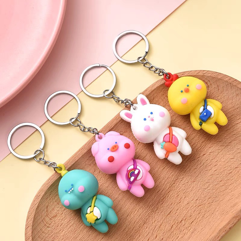 Móc khoá hoạt hình heo , khủng long , thỏ , vịt cute