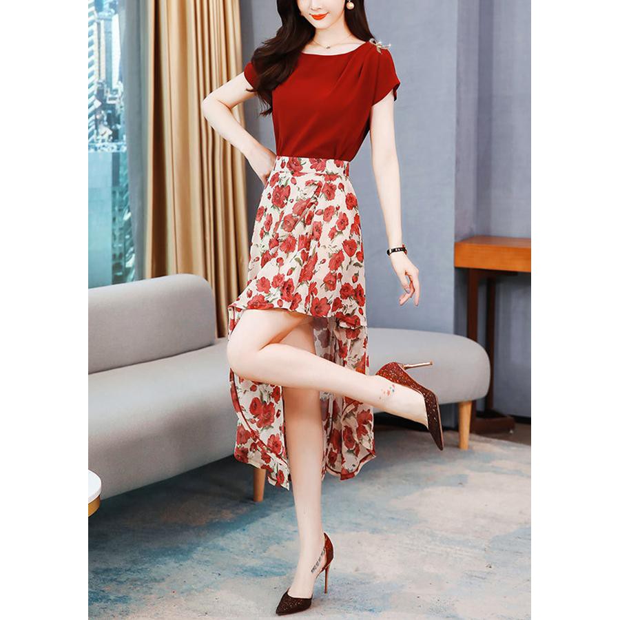 GOTI – Nguyên Set Váy Hoa Vạt Xéo Áo Cánh Dơi Dự Tiệc Cao Cấp 3267