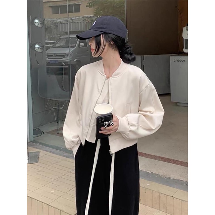 Áo khoác bomber croptop hai lớp lót gió dày dặn hàng chuẩn siêu đẹp chất gió mềm đẹp
