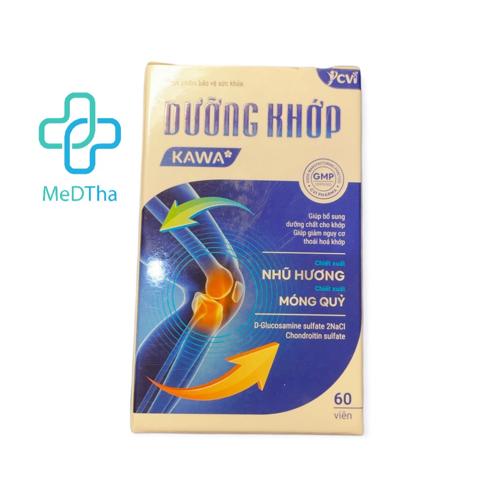 Dưỡng khớp KAWA* - Hỗ trợ giảm nguy cơ thoái hóa khớp, bổ sung dưỡng chất cho khớp (Lọ 60 viên) [Chính hãng]