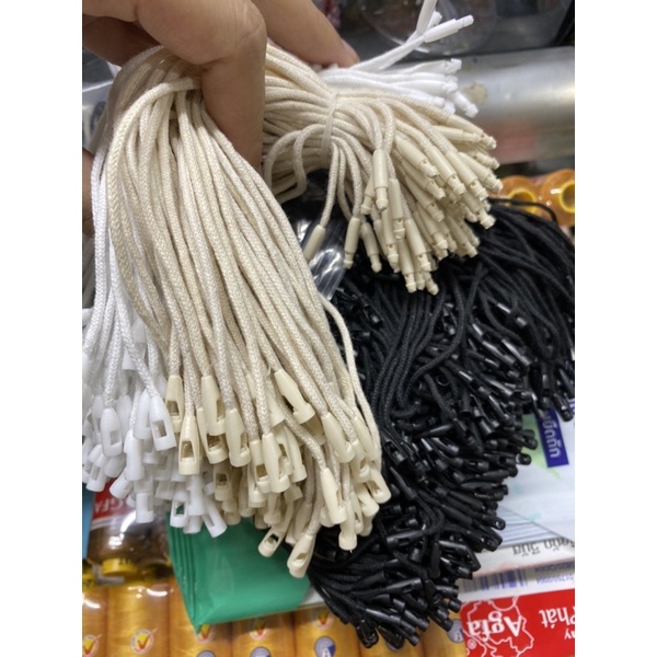 Dây tag treo nhãn mác sợi Cotton kem, trắng, đen 1000 sợi