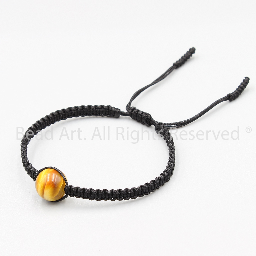 Vòng Tay Thắt Dây Chatoyant Màu Vàng 10MM, Thổ, Kim, Vòng Tay Phong Thuỷ, Chuỗi Hạt, Yoga S50 - Bead Art