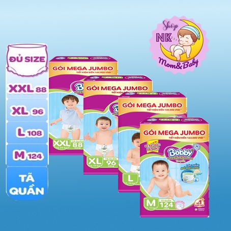 TÃ QUẦN BOBBY MEGA JUMBO M120/L111/L111+9/XL102/XL96/XXL88/XXL93 GÓI LƠN SIÊU TIẾT KIỆM.