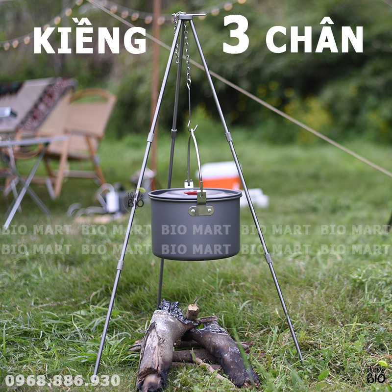 Kiềng 3 Chân Treo Nồi Nấu Ăn Gấp Gọn – Kiềng Dã Ngoại Hợp Kim Nhôm Cao Cấp – Giá Treo Nồi Nấu Cơm, Cắm Trại - BIO200