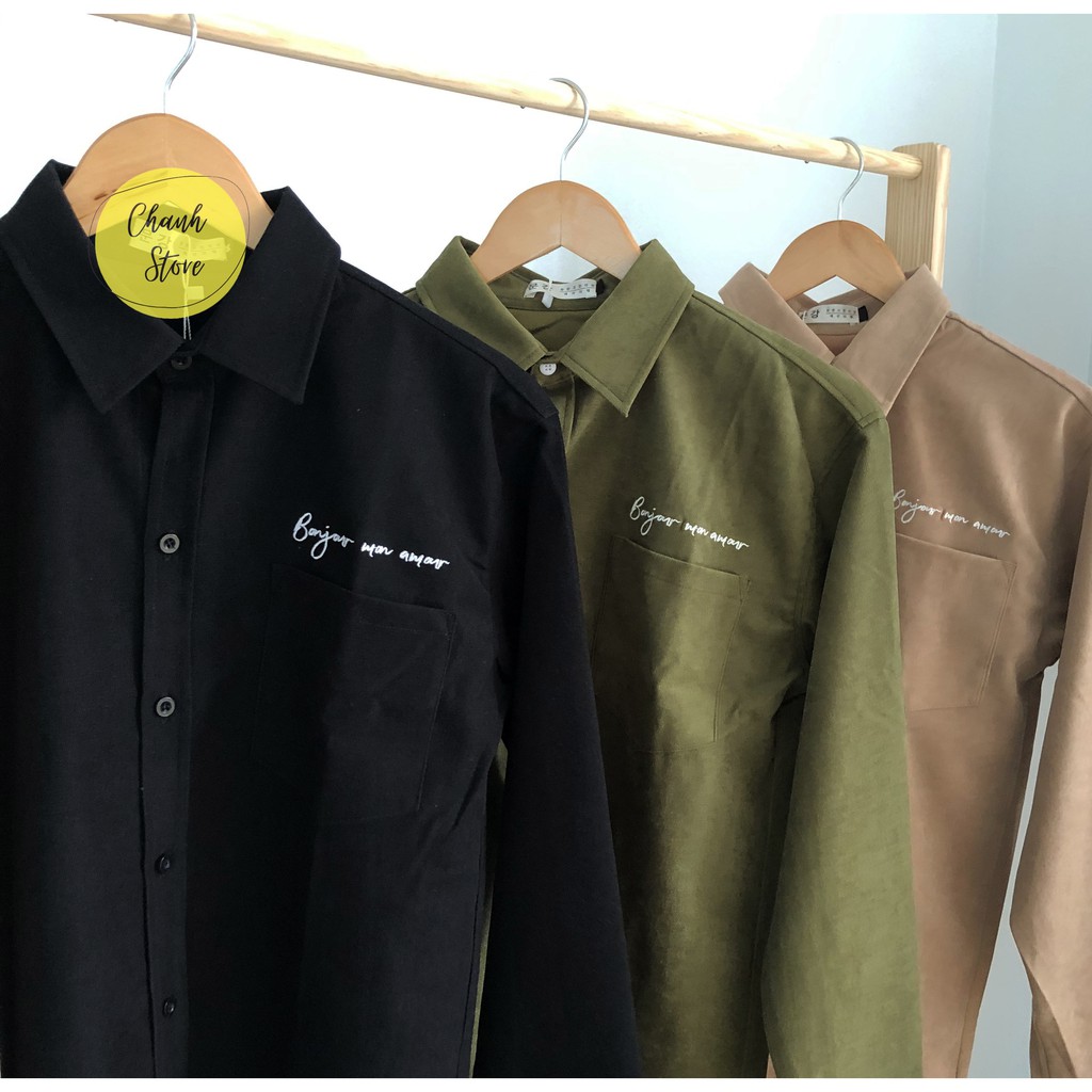 Áo Sơ Mi Flannel Nhung (Ảnh Thật) Dài Tay Boujour Mon Amour | BigBuy360 - bigbuy360.vn