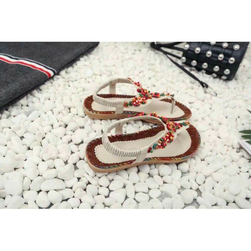 Giày sandal xỏ ngón nữ họa tiết cổ điện phong cách Retro dễ thương