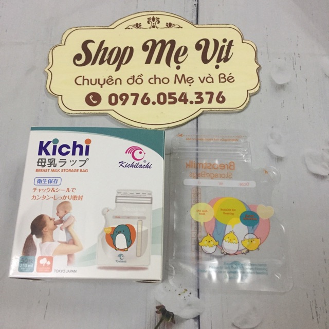 Hộp 50 túi trữ sữa 250ml Kichi mẫu mới