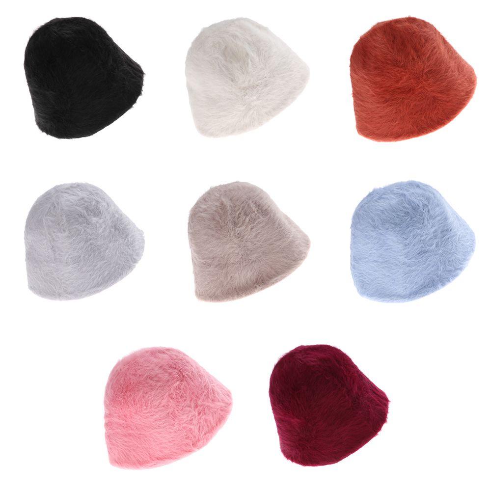 Nón Bucket Hoạ Tiết Hoa Hồng Màu Trơn Thời Trang Giữ Ấm Cho Phái Nữ