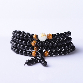 Vòng Tay 108 Hạt Đá Obsidian Phát Sáng