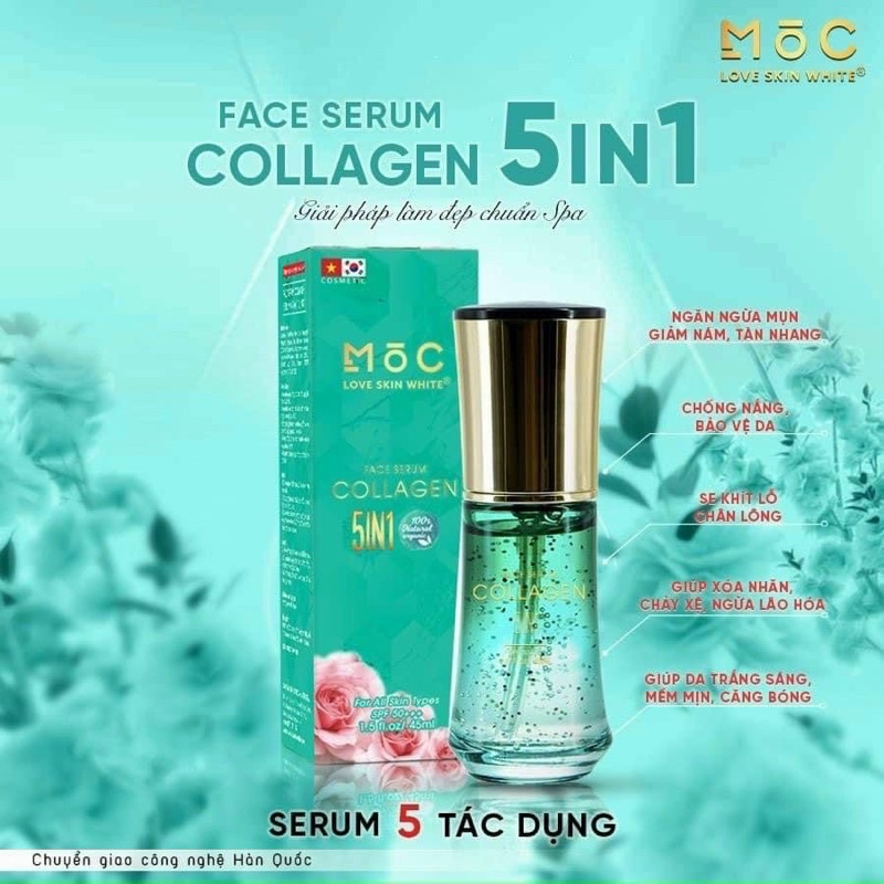 Bộ Serum & Kem Collagen 5 In 1 MOC Love Skin White Trẻ Hoá, Dưỡng Trắng, Ngừa Nám, Bổ Sung Collagen, Chống Nắng