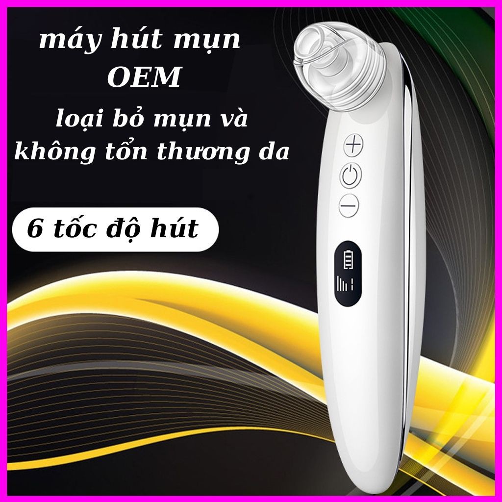 Máy hút mụn đầu đen,mụn đầu trắng, mụn trứng cá - Phụ kiện đi kèm đế sạc không dây cao cấp và 4 đầu hút