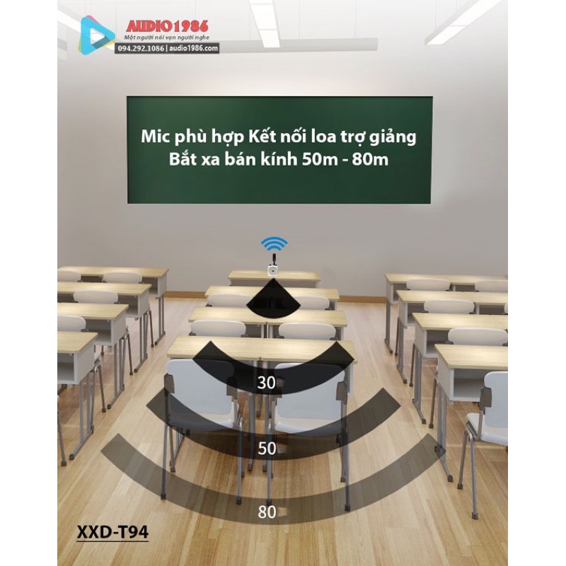 Micro không dây XXDT94 2 mic nói song song kết nối amply loa kéo loa trợ giảng sân khấu