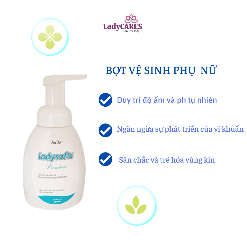 Bọt rửa phụ khoa cao cấp Laclé Ladysoft Premium 250ml/chai