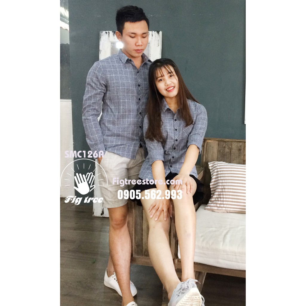 Áo sơ mi cặp caro ghi mã 126A