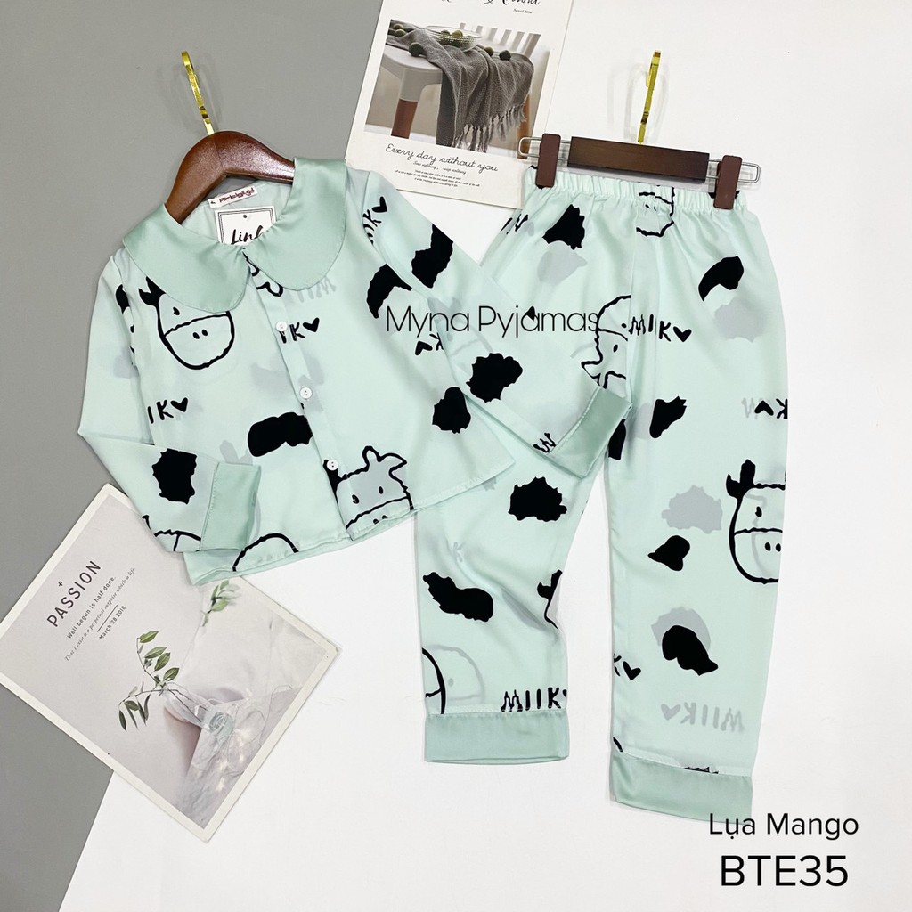 Bộ đồ ngủ trẻ em lụa mango cổ sen chất mềm BTE31