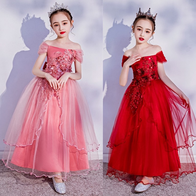 Đầm xòe công chúa đính hoa cho bé gái