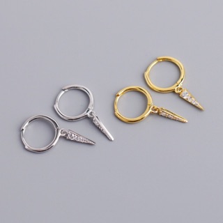 CZ Spike Hoop Earrings | Khuyên tai bông tai tròn treo tam giác nạm đá cá tính Calla Jewelry l E062