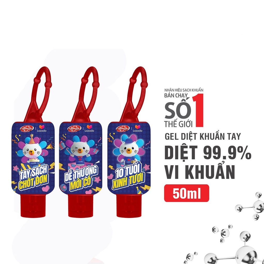 Gel rửa tay Lifebuoy 50ML- Chai Có vỏ quai cầm