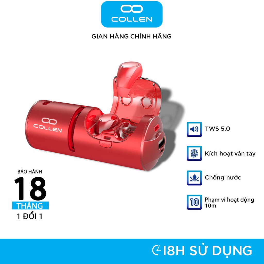 Tai nghe bluetooth kiêm sạc dự phòng 5.0 CAO CẤP 3in1 gồm loa + sạc dự phòng + tai nghe - tự động kết nối COLLEN