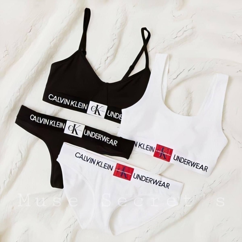 Set đồ lót CK Calvin Klein có mút - ck logo cotton cao cấp có viền chữ | BigBuy360 - bigbuy360.vn