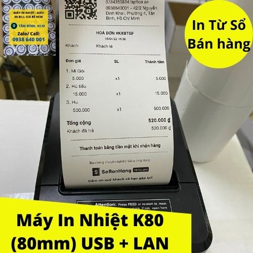 [Có Video] Máy in hóa đơn Xprinter Q80A (USB + LAN) - In Phần Mềm Sổ Bán Hàng