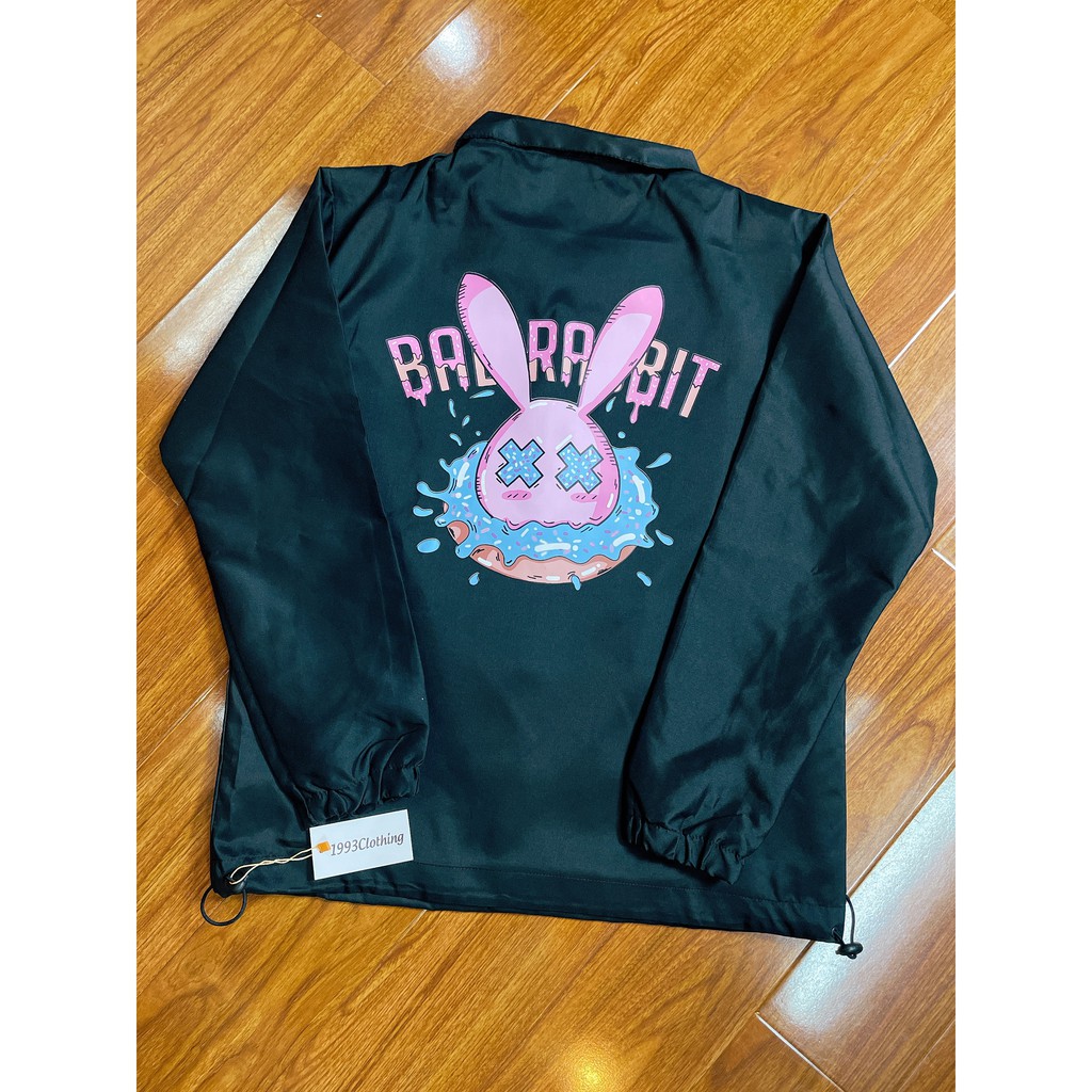 ÁO KHOÁC KAKI NÚT BẤM/ ÁO JACKET ĐEN IN HÌNH THỎ RABBIT,FREESHIP,LOCAL BRAND HÀNG VNXK 2 LỚP CHÓNG NẮNG,1993CLOTHINGG