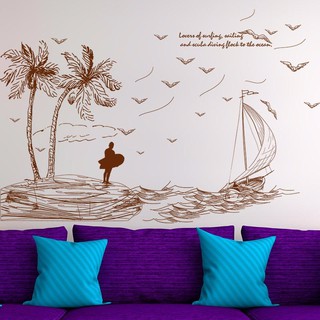 Decal dán tường khung cảnh sông nước quê hương