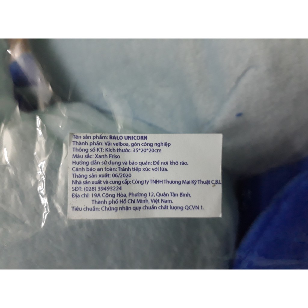 Balo Gấu bông Kì Lân Unicorn Friso cho bé