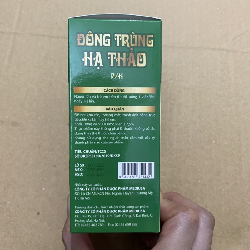 Viên uống ĐÔNG TRÙNG HẠ THẢO P/H giúp tăng cường đề kháng cho cơ thể giúp ăn ngon ngủ tốt cho người cơ thể suy nhược