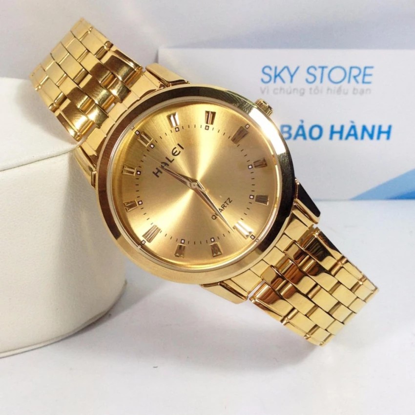 Đồng hồ Nam Halei mặt vàng sang trọng lịch lãm quí phái [ Fullbox + Tặng Pin ]