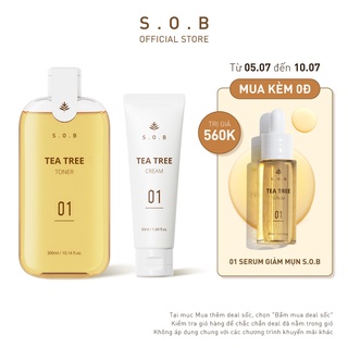 Combo dưỡng ẩm S.O.B - Toner cấp ẩm sáng da 300ml và Kem dưỡng ẩm 50ml