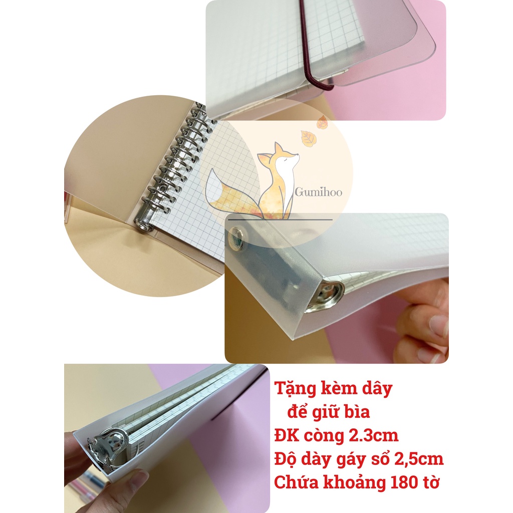 [ẢNH CHỤP THẬT] Bìa sổ còng binder nhựa cứng khổ A5-20 Lỗ/ B5-26 Lỗ phụ kiện sổ planner Bullet journal