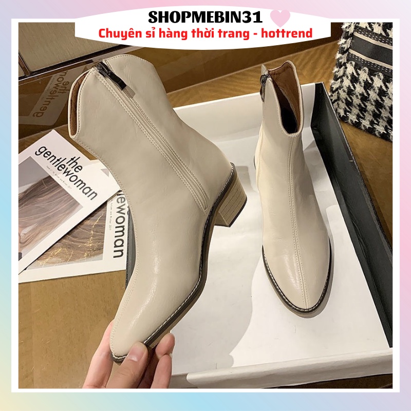 Boot Nữ Cổ Cao Chữ V Siêu Cá Tính Chất Da Mềm Có Khóa Kéo Sau - Hàng QC chất đẹp - Fullbox 2988