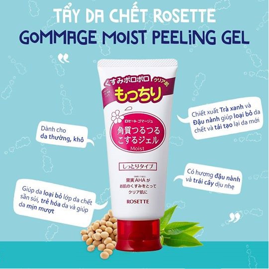 Gel tẩy da chết Rosette cho da dầu (XANH) và da khô (HỒNG)