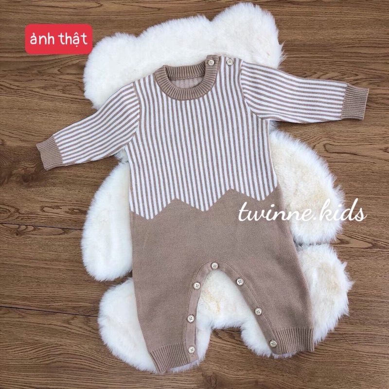 [Daniel Baby] Bộ đồ liền thân dệt kim mềm mịn, bodysuit sơ sinh chất liệu len cotton dành cho bé trai 3-24 tháng