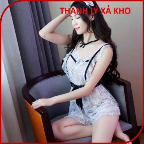 Bộ đồ ngủ cosplay cô giúp việc quyến rũ, đầm ngủ hở lưng cô hầu gái, váy 2 dây xuyên thấu sexy cosplay | BigBuy360 - bigbuy360.vn